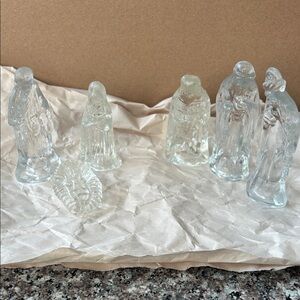 Clear Glass Nativity Figurines Set